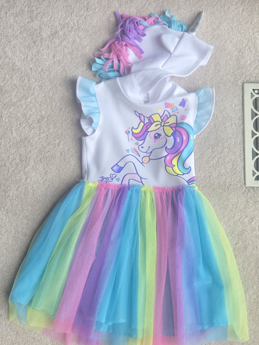 Jojo Swiza Nickelodeon  Unicorn Dress with Pink, Blue, Yellow & Purple Tulle